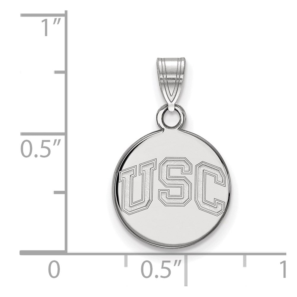 Sterling Silver Rhodium-plated University of Southern California U-S-C Small Disc Pendant