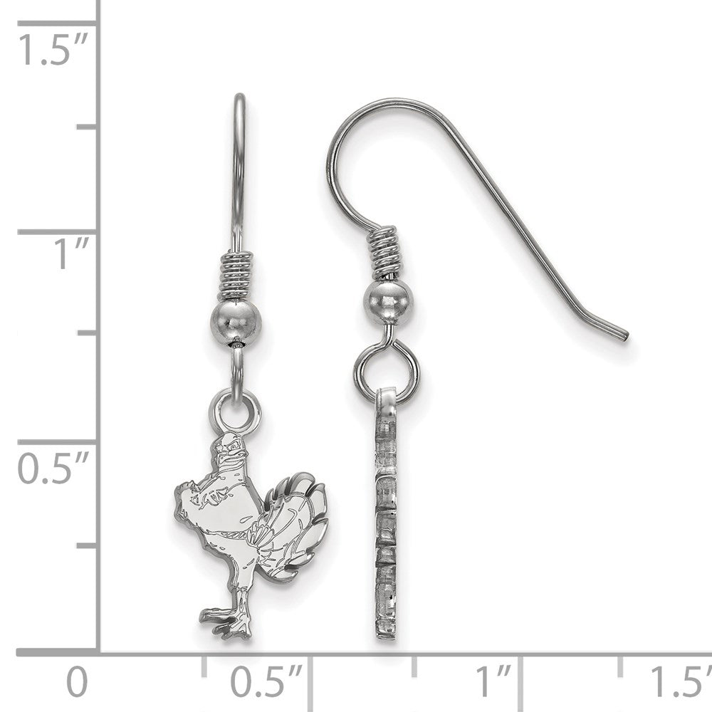 Sterling Silver Rhodium-plated LogoArt Virginia Tech HokieBird Small Dangle Wire Earrings