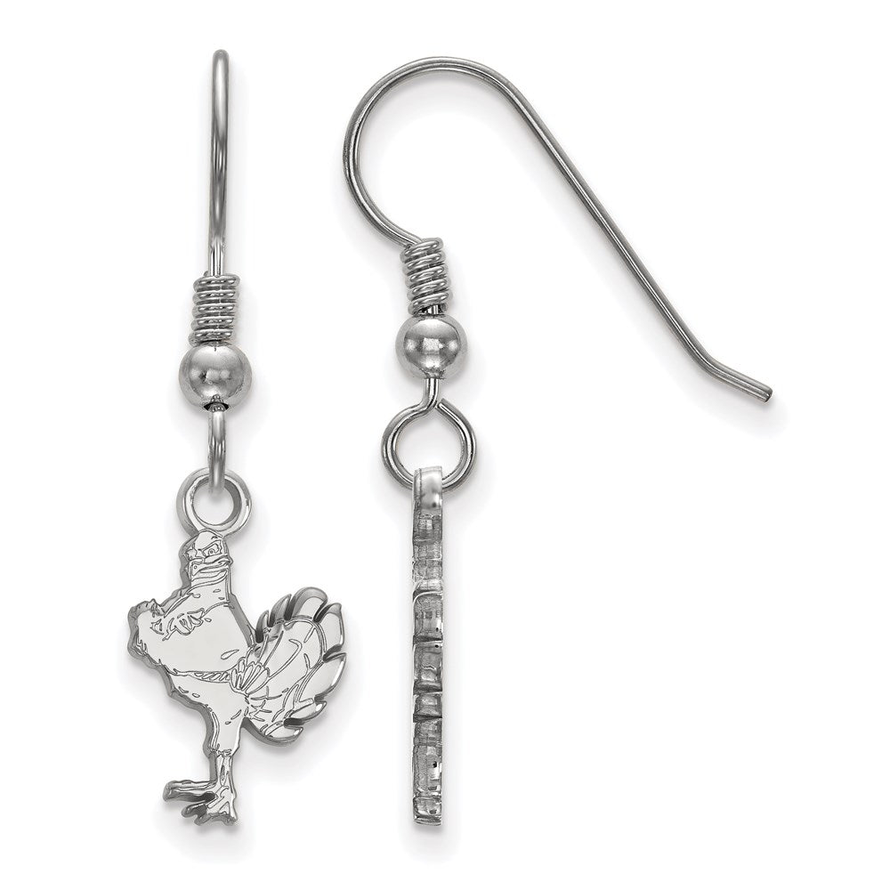 Sterling Silver Rhodium-plated LogoArt Virginia Tech HokieBird Small Dangle Wire Earrings