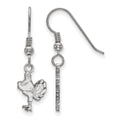 Sterling Silver Rhodium-plated LogoArt Virginia Tech HokieBird Small Dangle Wire Earrings