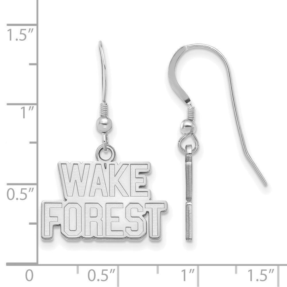 Sterling Silver Rhodium-plated LogoArt Wake Forest University W-F Small Dangle Wire Earrings