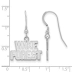 Sterling Silver Rhodium-plated LogoArt Wake Forest University W-F Small Dangle Wire Earrings