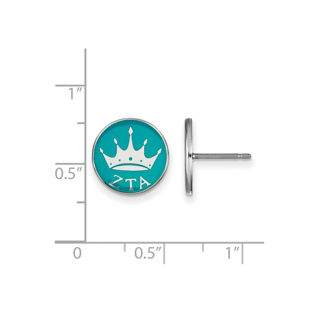Sterling Silver Rhodium-plated LogoArt Zeta Tau Alpha Sorority Symbol Color Enamel Post Earrings