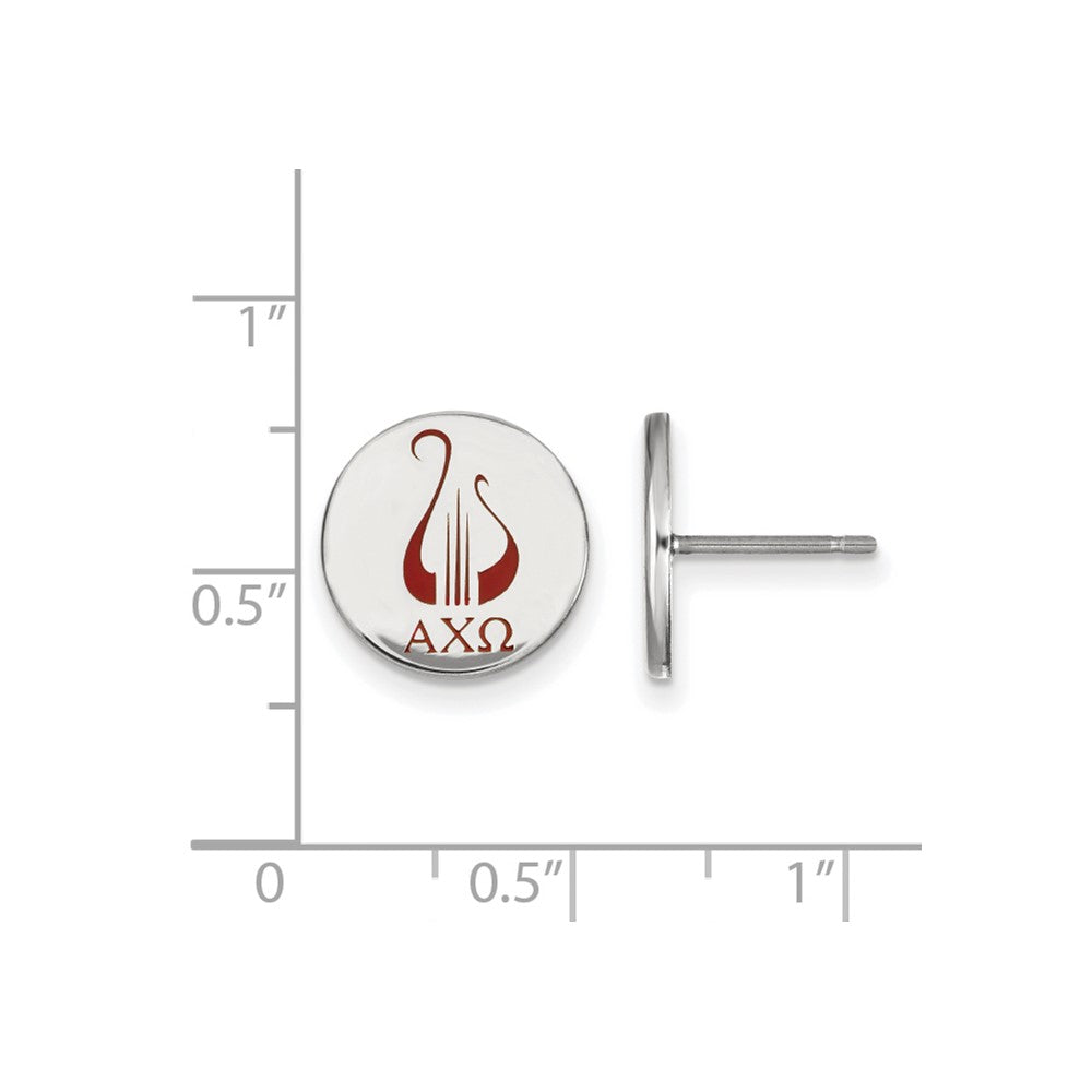 Sterling Silver Rhodium-plated LogoArt Alpha Chi Omega Sorority Symbol Color Enamel Post Earrings
