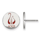Sterling Silver Rhodium-plated LogoArt Alpha Chi Omega Sorority Symbol Color Enamel Post Earrings