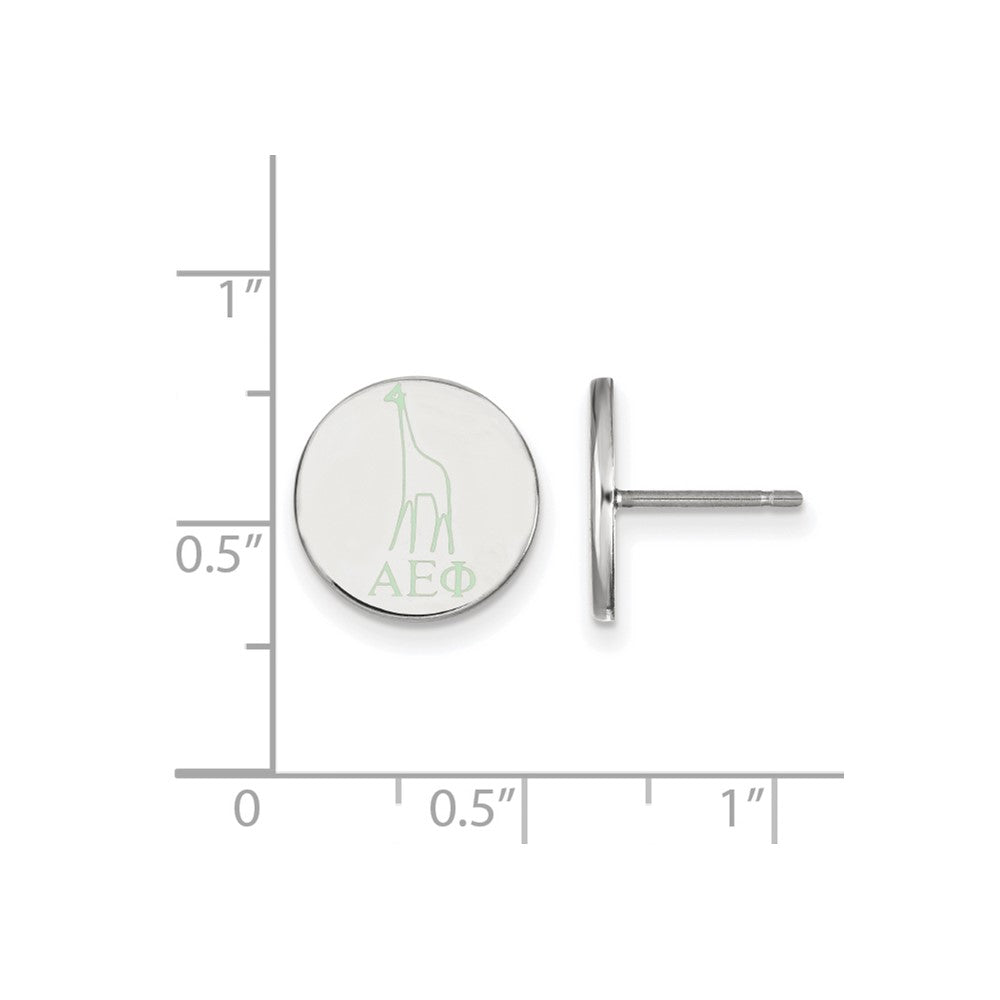 Sterling Silver Rhodium-plated LogoArt Alpha Epsilon Phi Sorority Symbol Color Enamel Post Earrings