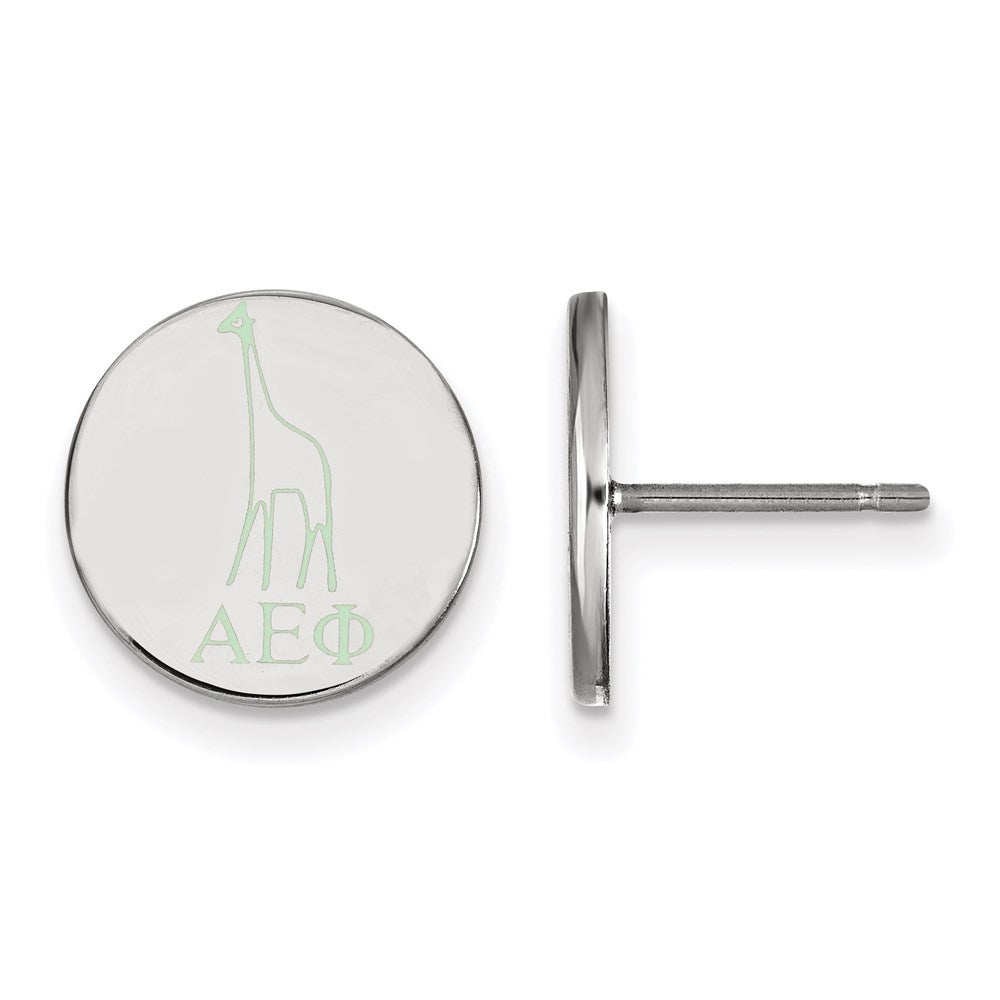 Sterling Silver Rhodium-plated LogoArt Alpha Epsilon Phi Sorority Symbol Color Enamel Post Earrings