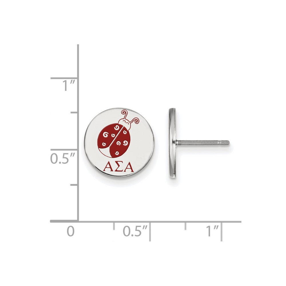 Sterling Silver Rhodium-plated LogoArt Alpha Sigma Alpha Sorority Symbol Color Enamel Post Earrings