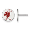 Sterling Silver Rhodium-plated LogoArt Alpha Sigma Alpha Sorority Symbol Color Enamel Post Earrings