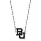 Sterling Silver Rhodium-plated LogoArt Baylor University Bears Large Enameled Pendant 18 inch Necklace