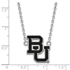 Sterling Silver Rhodium-plated LogoArt Baylor University Bears Large Enameled Pendant 18 inch Necklace