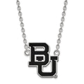Sterling Silver Rhodium-plated LogoArt Baylor University Bears Large Enameled Pendant 18 inch Necklace