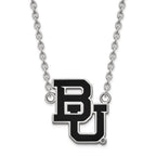 Sterling Silver Rhodium-plated LogoArt Baylor University Bears Large Enameled Pendant 18 inch Necklace