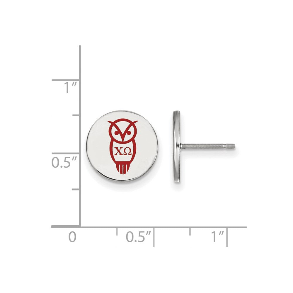 Sterling Silver Rhodium-plated LogoArt Chi Omega Sorority Symbol Color Enamel Post Earrings