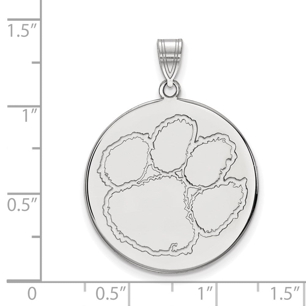 14k White Gold LogoArt Clemson University Tiger Paw Extra Large Disc Pendant