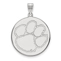 10k White Gold LogoArt Clemson University Tiger Paw Extra Large Disc Pendant