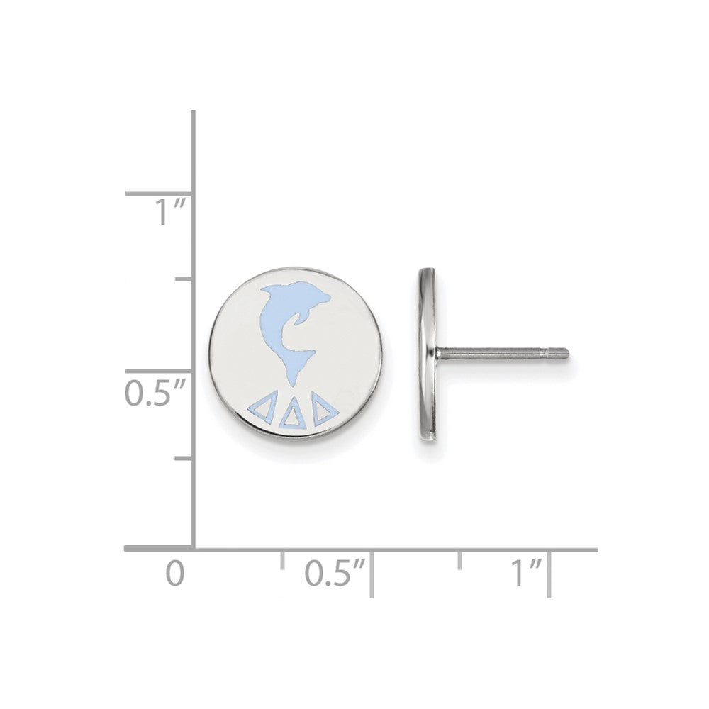 Sterling Silver Rhodium-plated LogoArt Delta Delta Delta Sorority Symbol Color Enamel Post Earrings