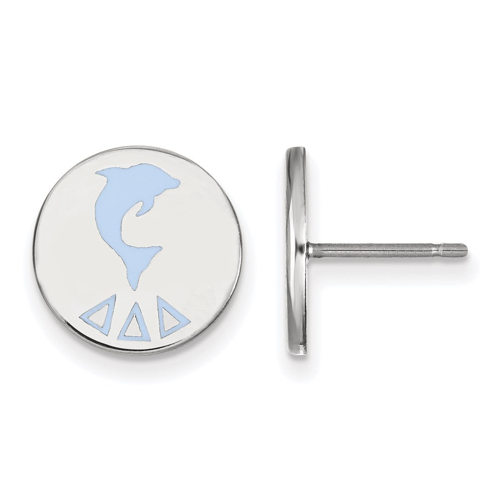 Sterling Silver Rhodium-plated LogoArt Delta Delta Delta Sorority Symbol Color Enamel Post Earrings