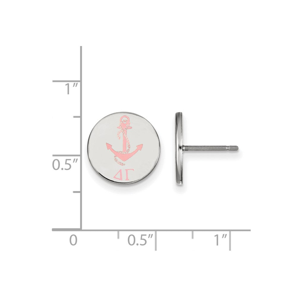Sterling Silver Rhodium-plated LogoArt Delta Gamma Sorority Symbol Color Enamel Post Earrings