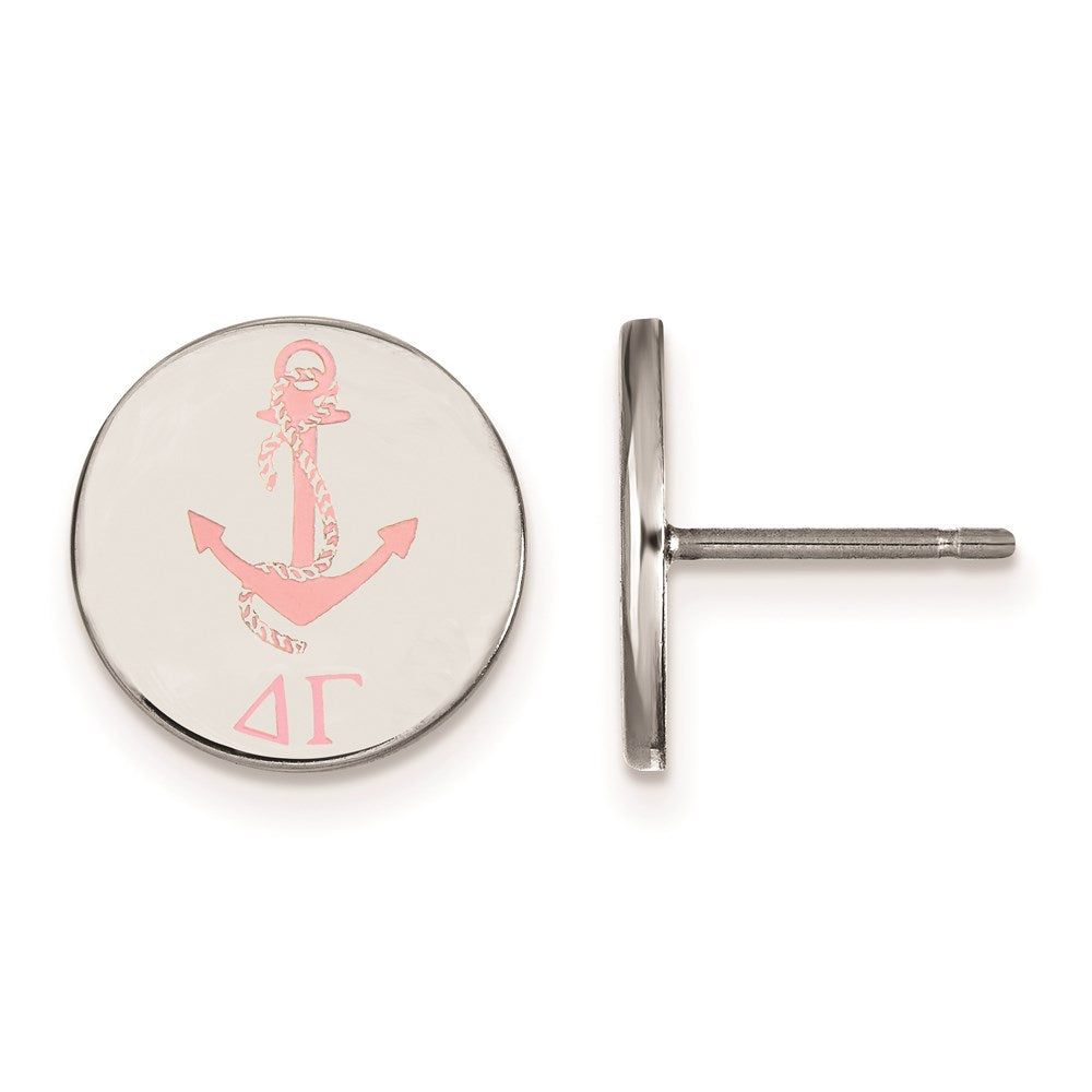 Sterling Silver Rhodium-plated LogoArt Delta Gamma Sorority Symbol Color Enamel Post Earrings