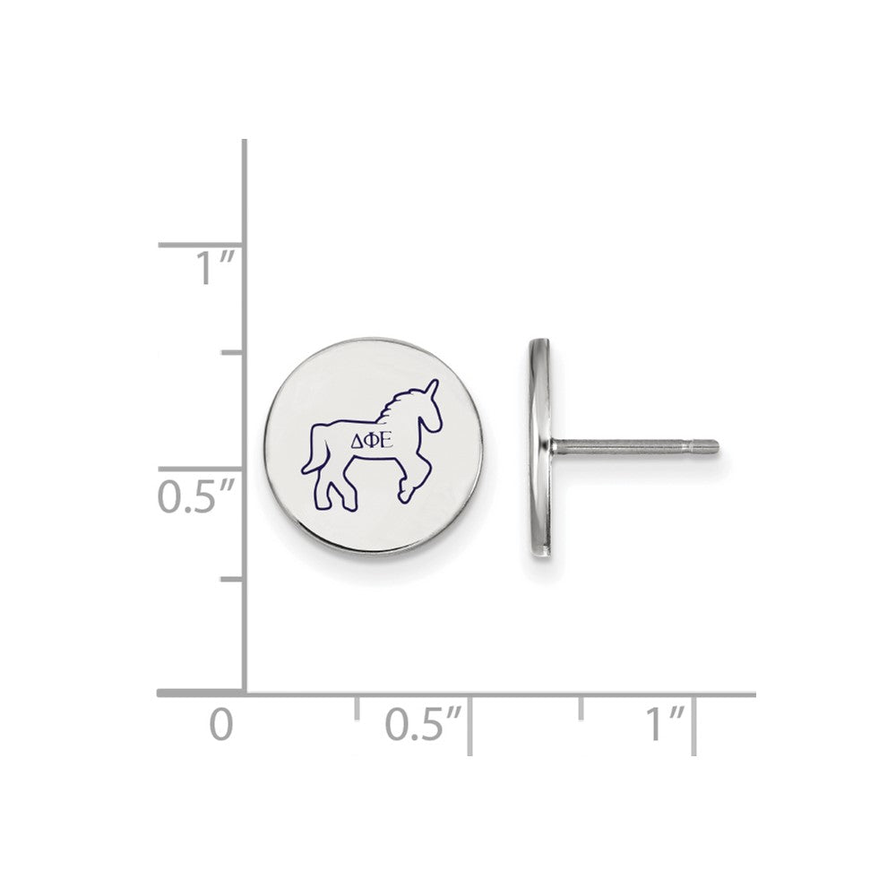 Sterling Silver Rhodium-plated LogoArt Delta Phi Epsilon Sorority Symbol Color Enamel Post Earrings