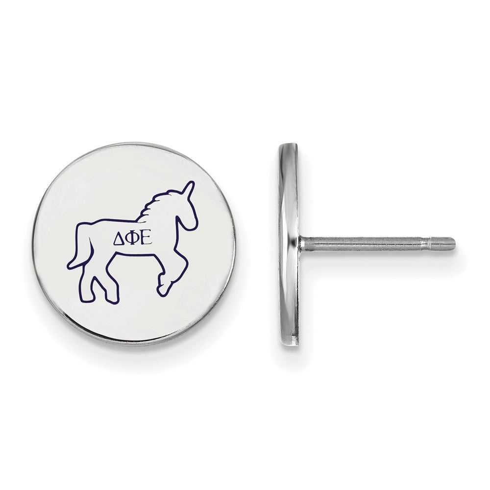 Sterling Silver Rhodium-plated LogoArt Delta Phi Epsilon Sorority Symbol Color Enamel Post Earrings
