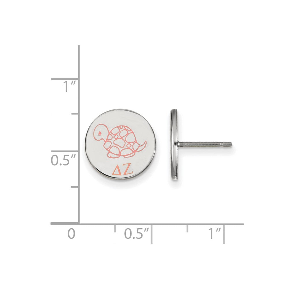 Sterling Silver Rhodium-plated LogoArt Delta Zeta Sorority Symbol Color Enamel Post Earrings