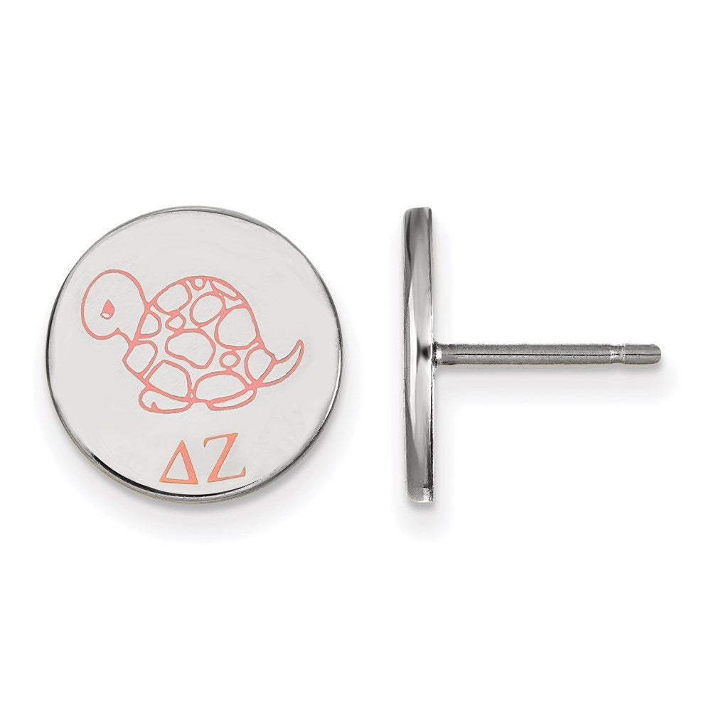 Sterling Silver Rhodium-plated LogoArt Delta Zeta Sorority Symbol Color Enamel Post Earrings