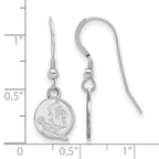Sterling Silver Rhodium-plated LogoArt Florida State University Seminole Extra Small Dangle Wire Earrings
