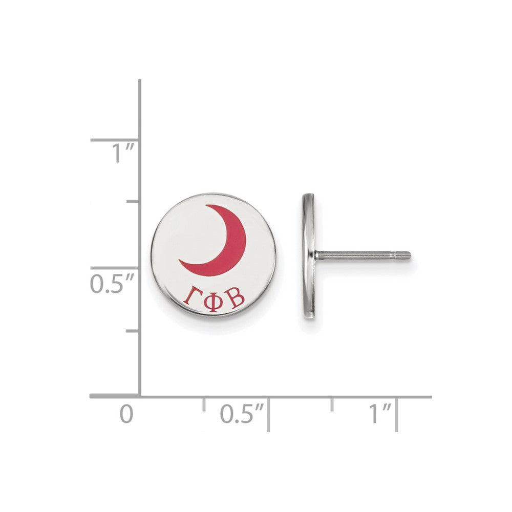 Sterling Silver Rhodium-plated LogoArt Gamma Phi Beta Sorority Symbol Color Enamel Post Earrings
