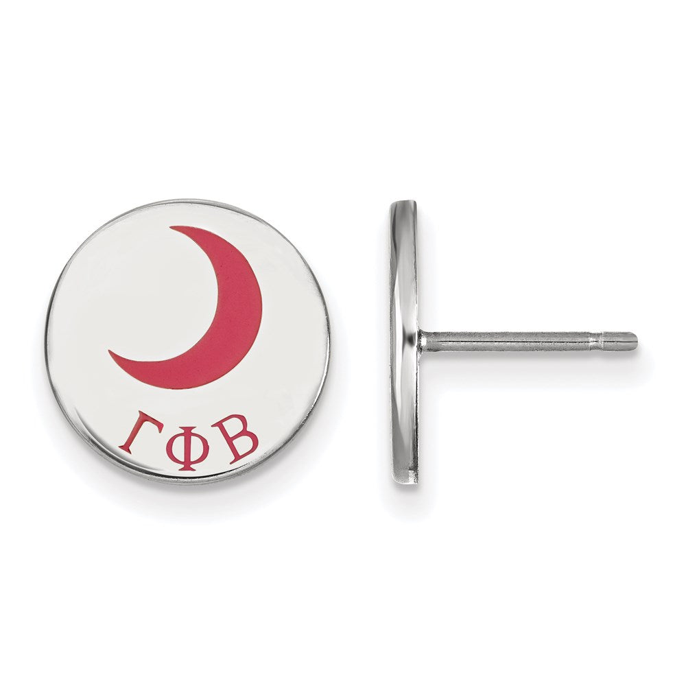 Sterling Silver Rhodium-plated LogoArt Gamma Phi Beta Sorority Symbol Color Enamel Post Earrings