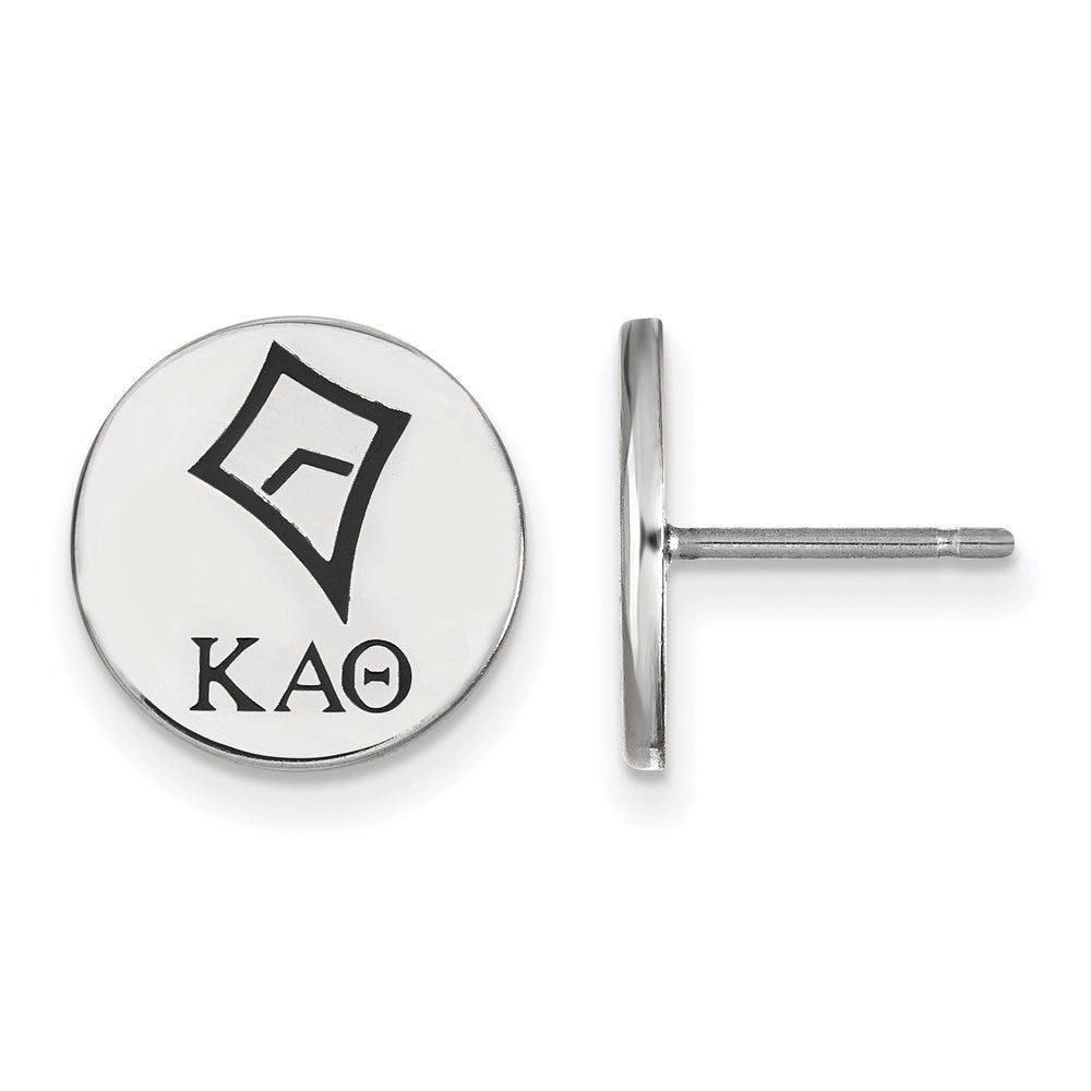 Sterling Silver Rhodium-plated LogoArt Kappa Alpha Theta Sorority Symbol Color Enamel Post Earrings