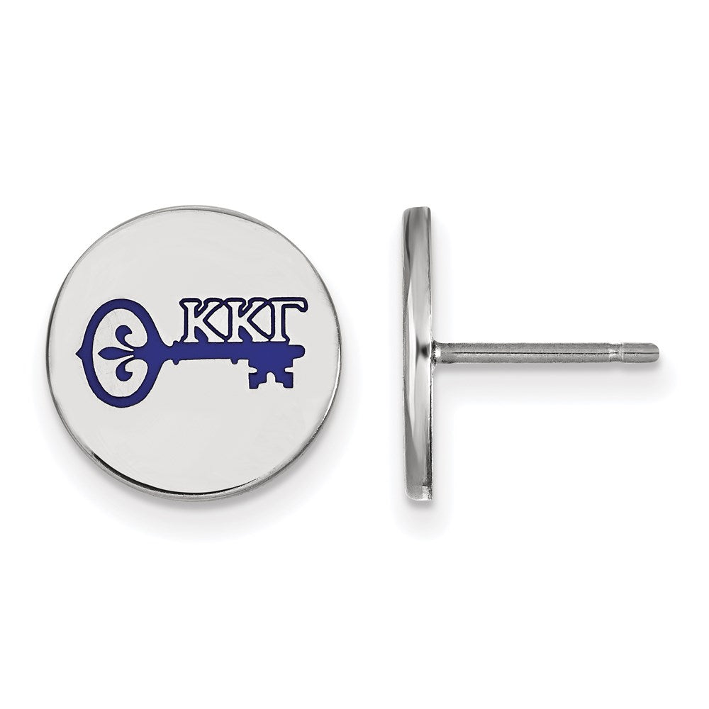 Sterling Silver Rhodium-plated LogoArt Kappa Kappa Gamma Sorority Symbol Color Enamel Post Earrings