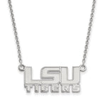 10k White Gold LogoArt Louisiana State University L-S-U Tigers Small Pendant 18 inch Necklace