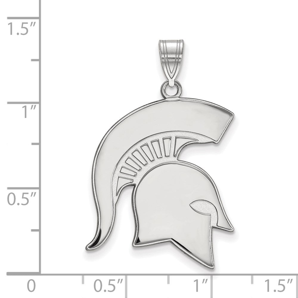 10k White Gold LogoArt Michigan State University Spartan Extra Large Pendant