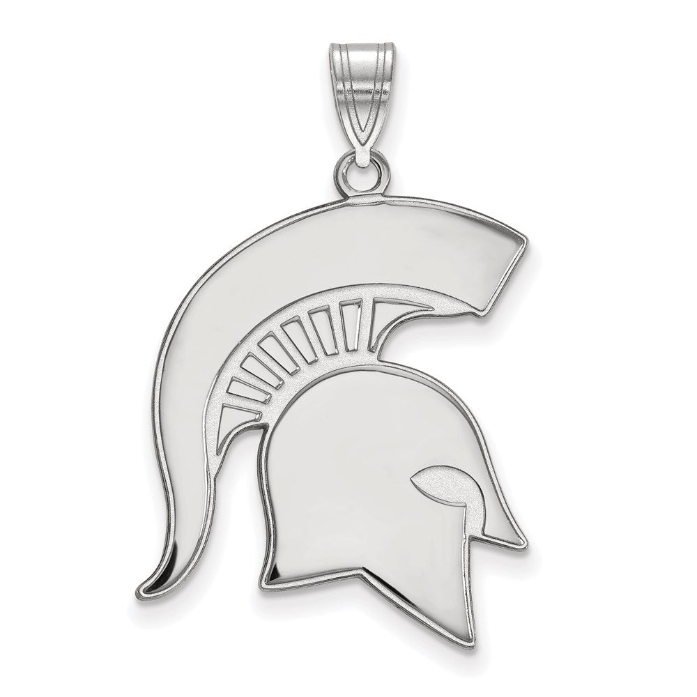 Sterling Silver Rhodium-plated LogoArt Michigan State University Spartan Extra Large Pendant