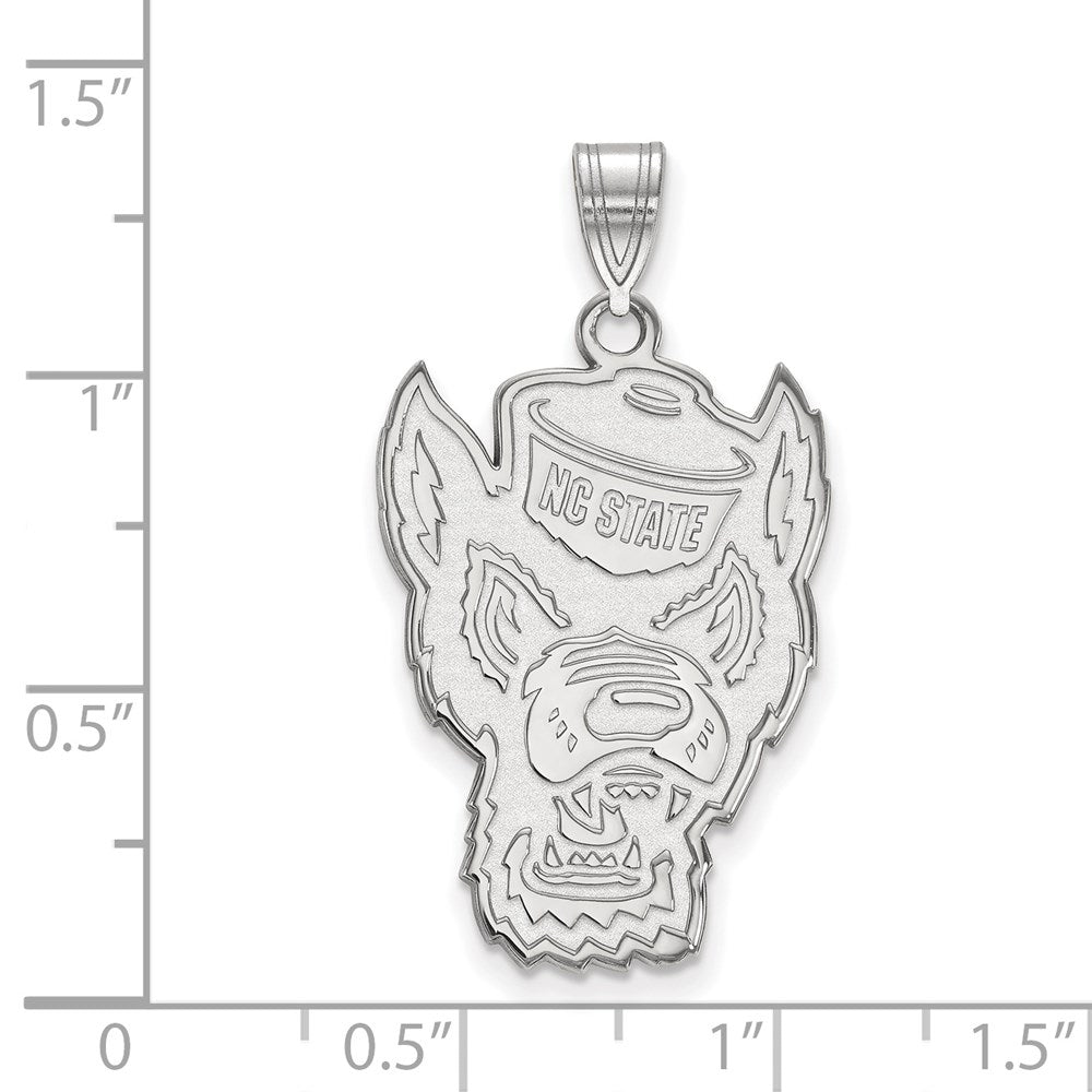 Sterling Silver Rhodium-plated LogoArt North Carolina State University Wolf Extra Large Pendant
