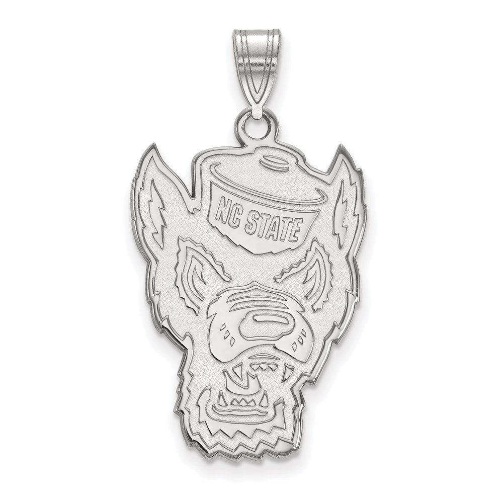 Sterling Silver Rhodium-plated LogoArt North Carolina State University Wolf Extra Large Pendant