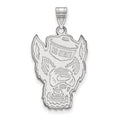 14k White Gold LogoArt North Carolina State University Wolf Extra Large Pendant