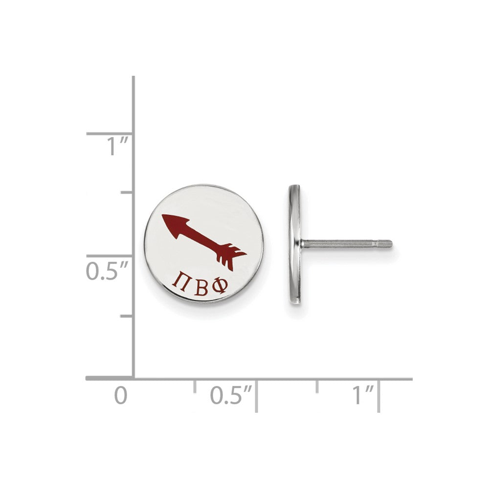 Sterling Silver Rhodium-plated LogoArt Pi Beta Phi Sorority Symbol Color Enamel Post Earrings