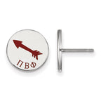 Sterling Silver Rhodium-plated LogoArt Pi Beta Phi Sorority Symbol Color Enamel Post Earrings