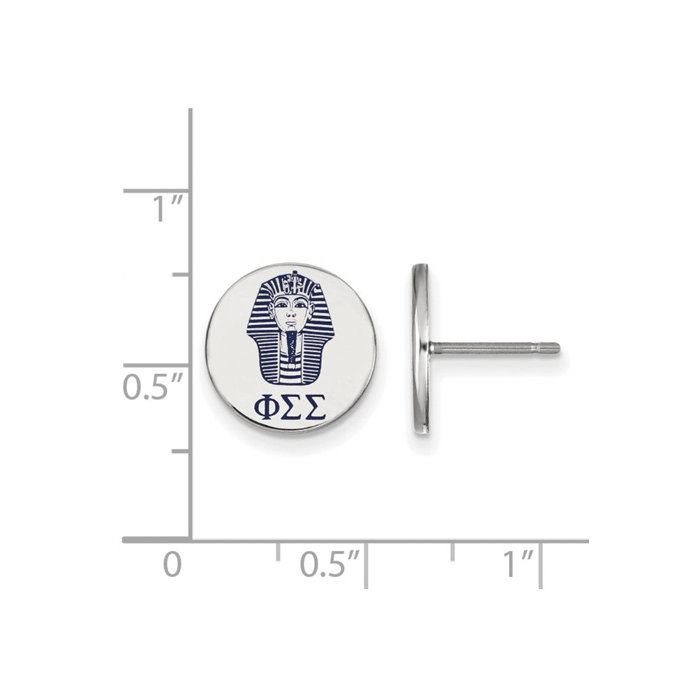 Sterling Silver Rhodium-plated LogoArt Phi Sigma Sigma Sorority Symbol Color Enamel Post Earrings