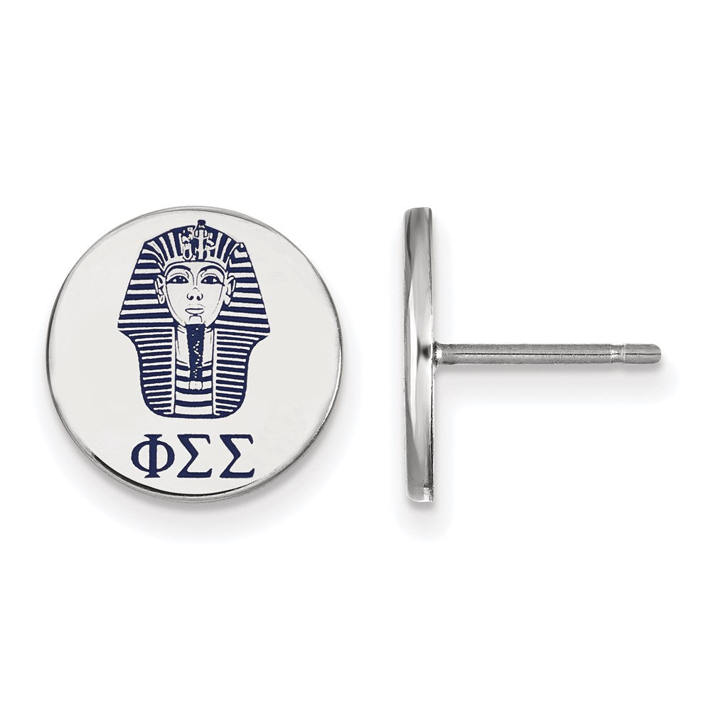 Sterling Silver Rhodium-plated LogoArt Phi Sigma Sigma Sorority Symbol Color Enamel Post Earrings