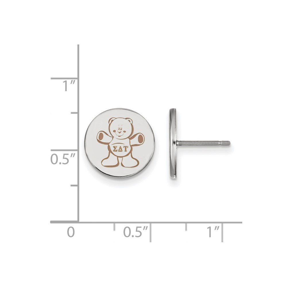 Sterling Silver Rhodium-plated LogoArt Sigma Delta Tau Sorority Symbol Color Enamel Post Earrings