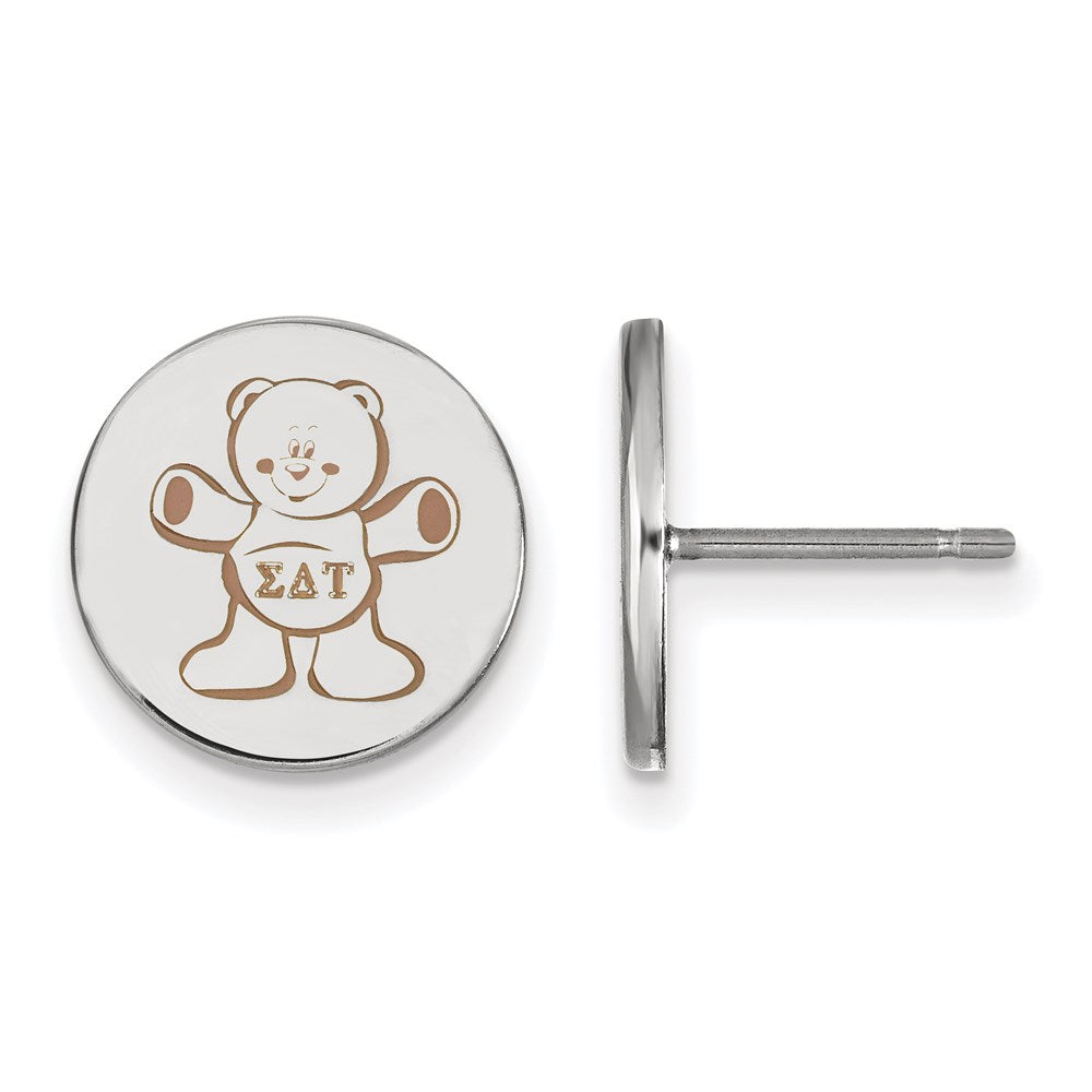 Sterling Silver Rhodium-plated LogoArt Sigma Delta Tau Sorority Symbol Color Enamel Post Earrings