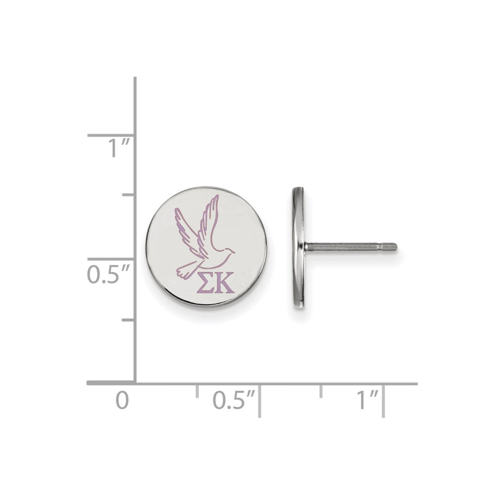 Sterling Silver Rhodium-plated LogoArt Sigma Kappa Sorority Symbol Color Enamel Post Earrings