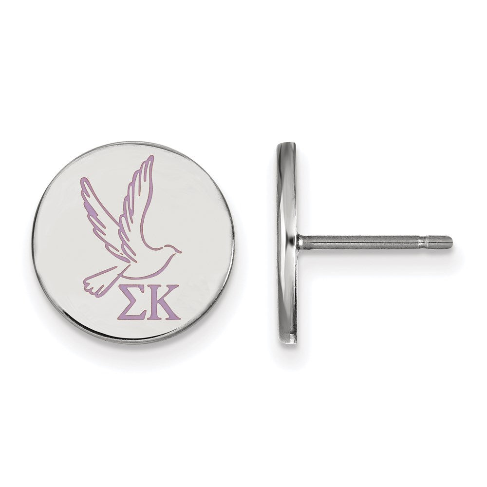 Sterling Silver Rhodium-plated LogoArt Sigma Kappa Sorority Symbol Color Enamel Post Earrings