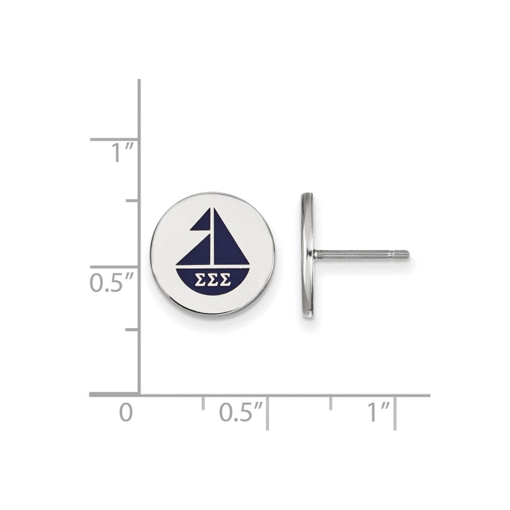 Sterling Silver Rhodium-plated LogoArt Sigma Sigma Sigma Sorority Symbol Color Enamel Post Earrings