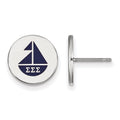 Sterling Silver Rhodium-plated LogoArt Sigma Sigma Sigma Sorority Symbol Color Enamel Post Earrings