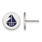 Sterling Silver Rhodium-plated LogoArt Sigma Sigma Sigma Sorority Symbol Color Enamel Post Earrings